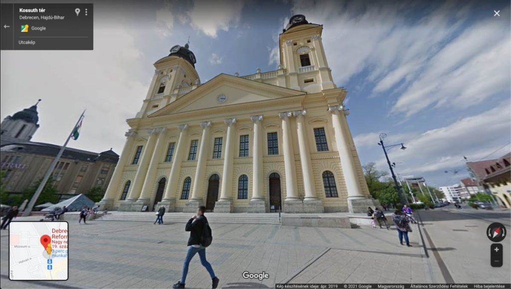 Google Street View a debreceni Nagytemplommal